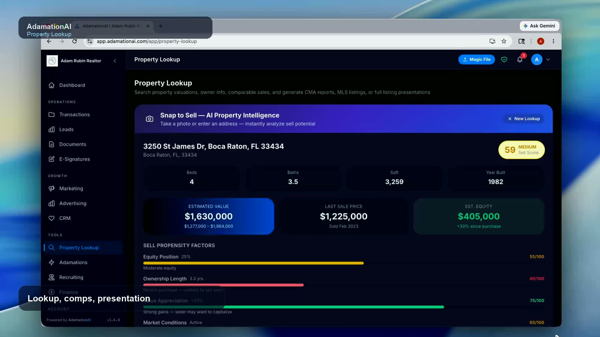 AdamationAI property lookup product view
